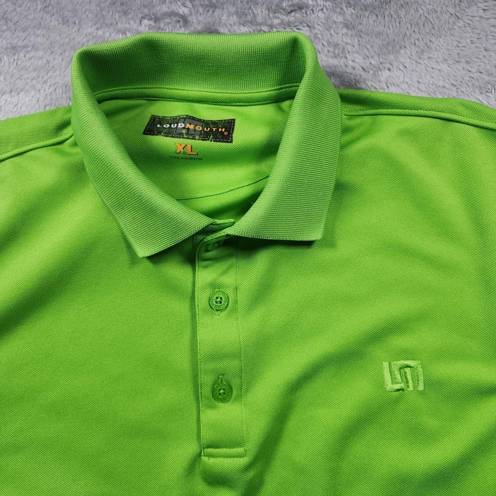 Loudmouth Polo Shirt Mens XL Green Solid Golf Performance Lightweight Polyester - Picture 3 of 12